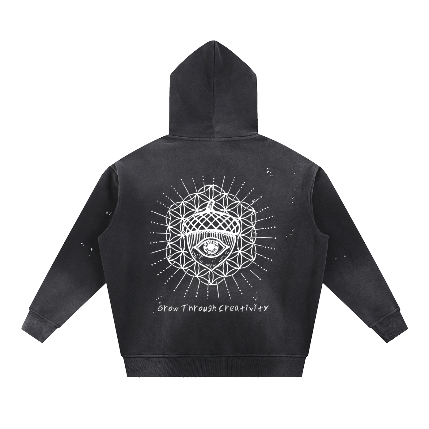 Vintage Washed Frayed Fleece Hoodie