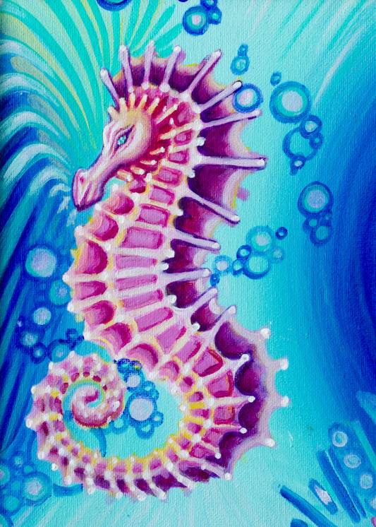 Trippy Seahorse 5x7 Print