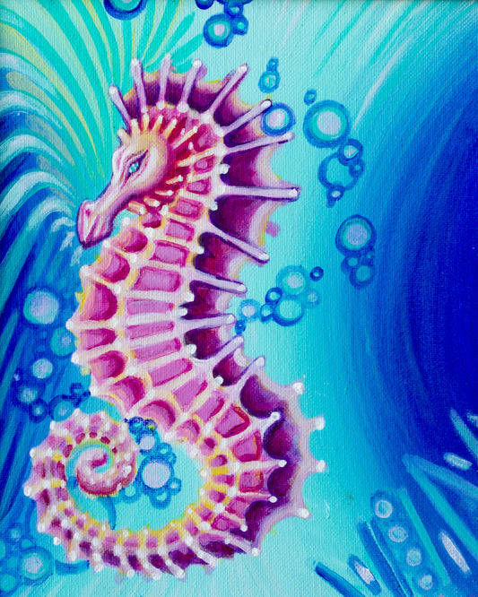 Trippy Seahorse 8x10 Print